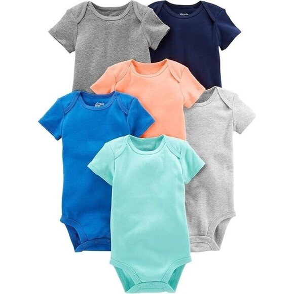 Simple Joys by Carter's baby-boys 6-pack Short-sleeve Bodysuit Newborn - Picture 1 of 7